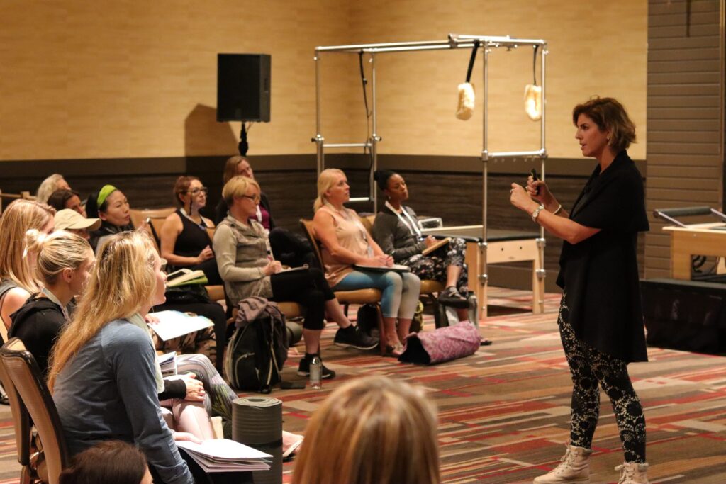 Dr. Hadar Schwartz teaching a workshop to Pilates instructors at the Pilates Method Alliance conference, 2018